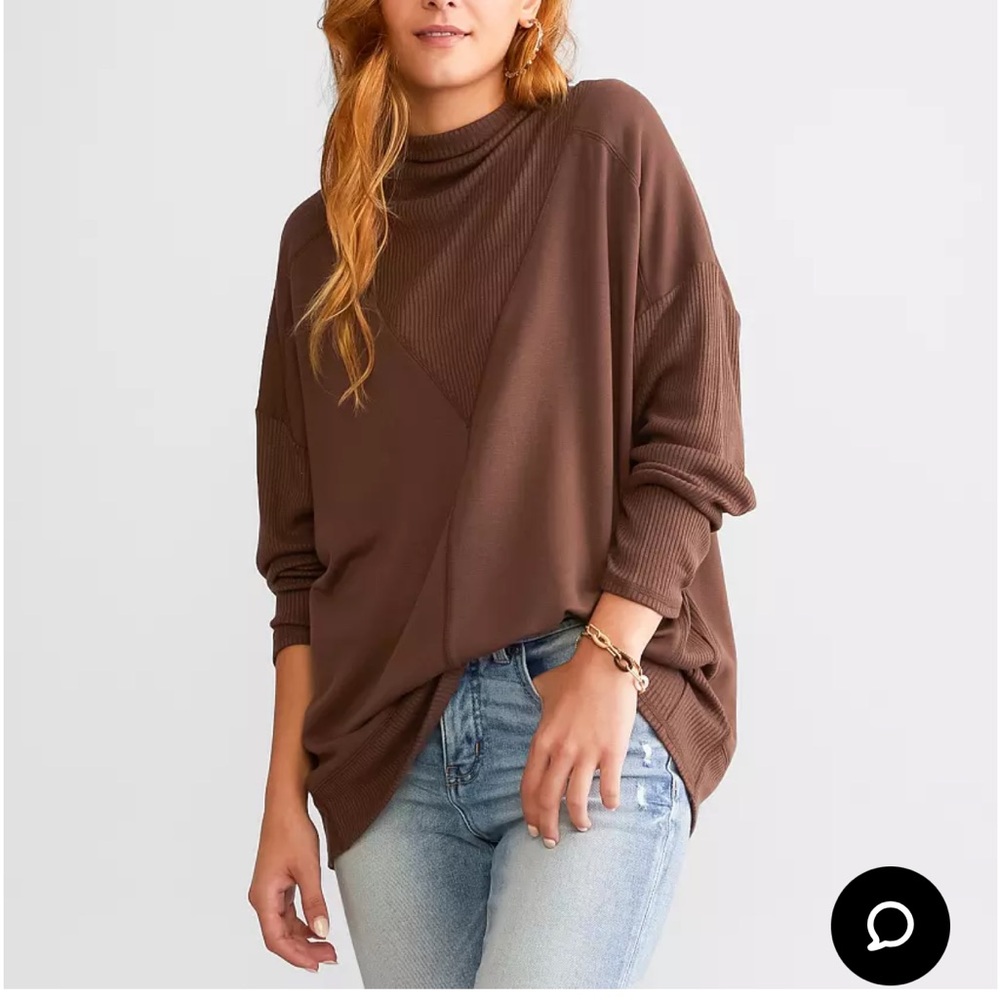 Buckle BKE Chocolate Brown Women's Cowl Neck Sweater